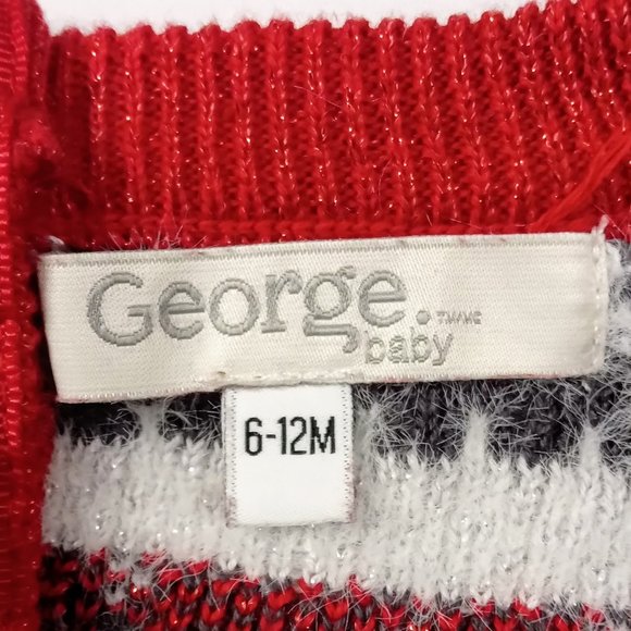 George Red Christmas Sweater With Fair Isle Winter Pattern. Size 6-12M - Picture 4 of 5